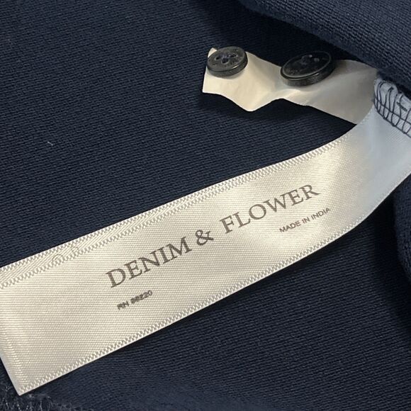 DENIM & FLOWER by Ricky Singh Casual Blue Dotted Men’s Polo Size L Slim Fit - Picture 8 of 12